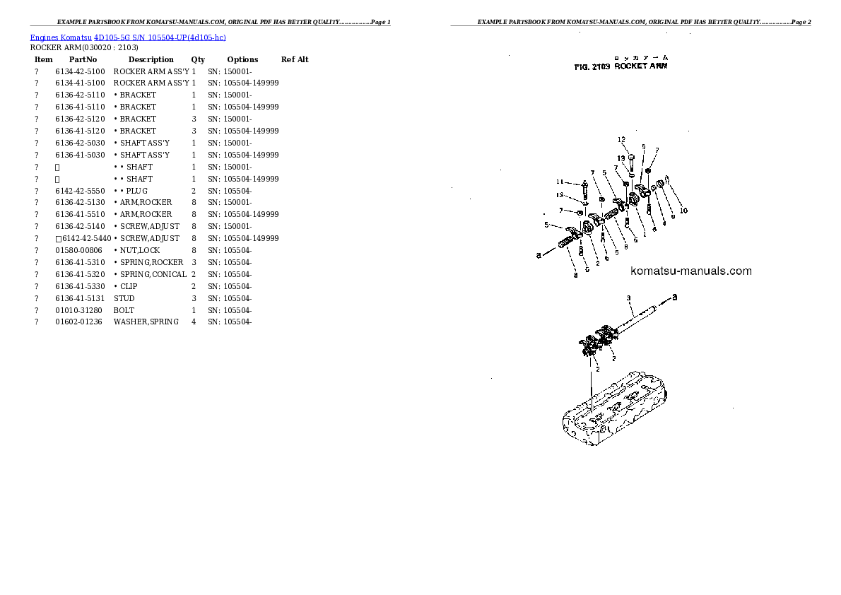 Komatsu 4d105-5g parts books engines download Komatsu 4d105-5g parts books engines download