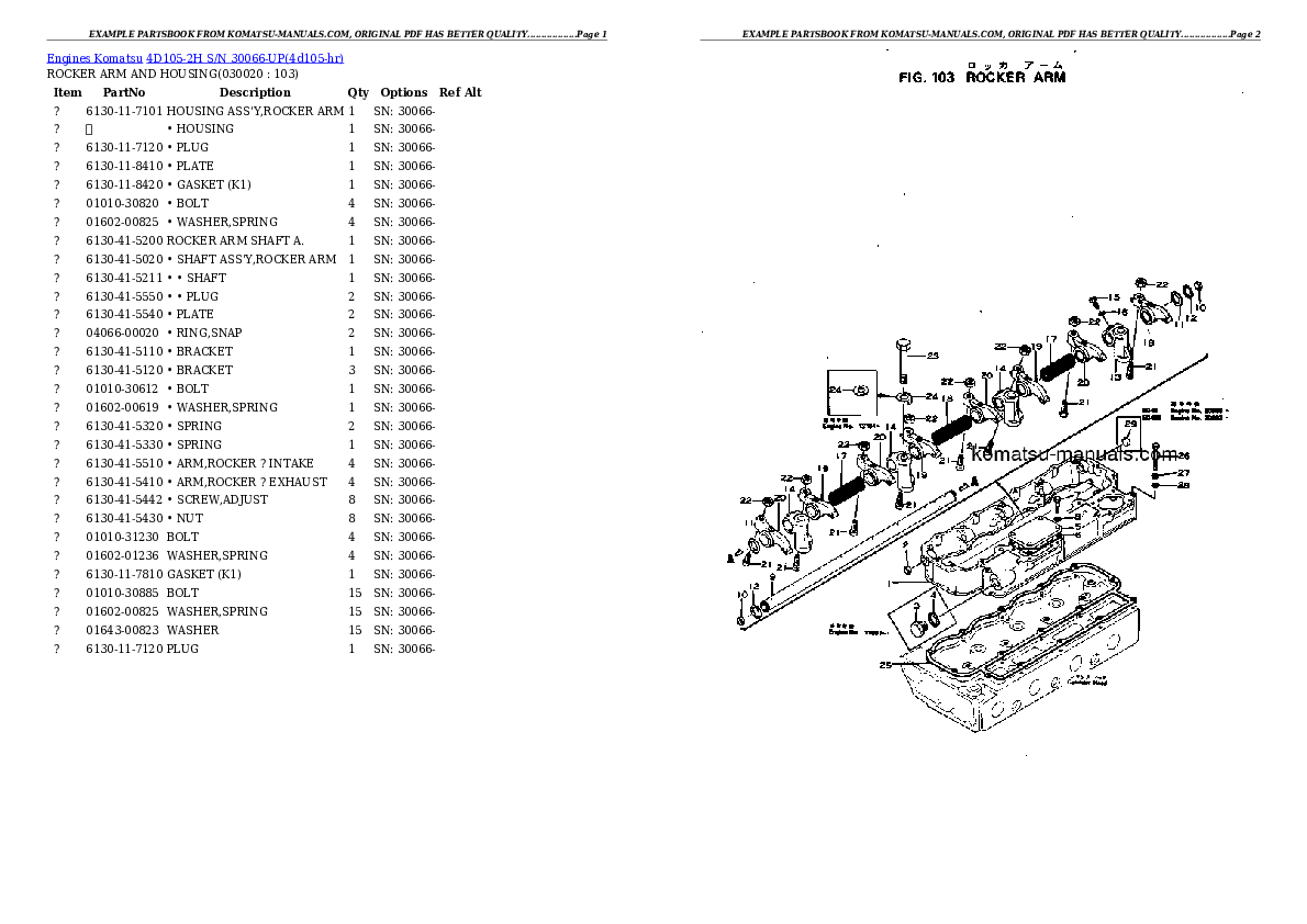 Komatsu 4d105-2h parts books engines download Komatsu 4d105-2h parts books engines download