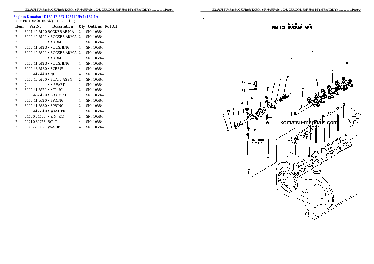 Komatsu 4d130-1e parts books engines download Komatsu 4d130-1e parts books engines download