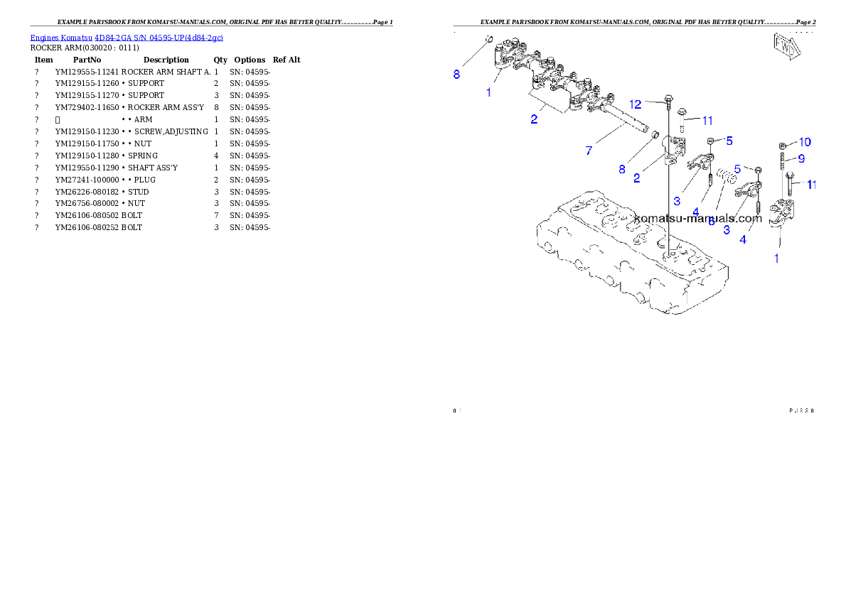 Komatsu 4d84-2ga parts books engines download Komatsu 4d84-2ga parts books engines download