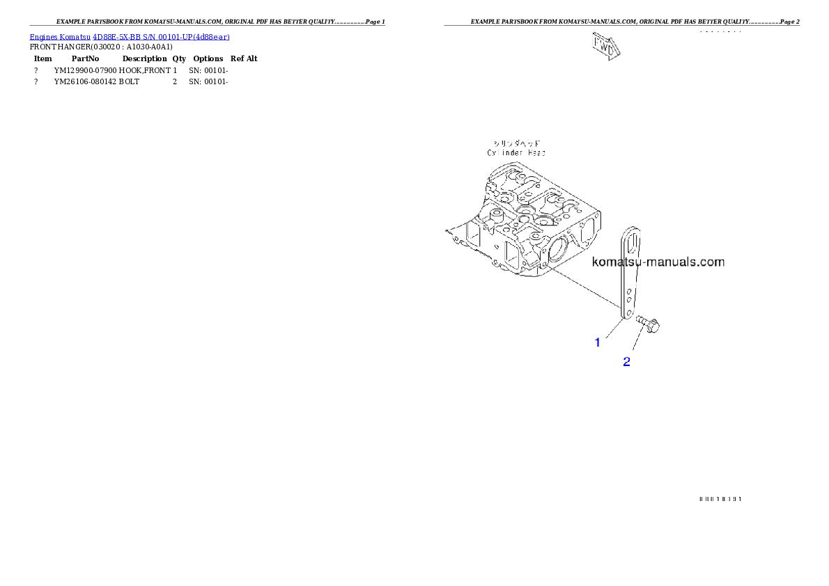Komatsu 4d88e-5x-bb parts books engines download Komatsu 4d88e-5x-bb parts books engines download