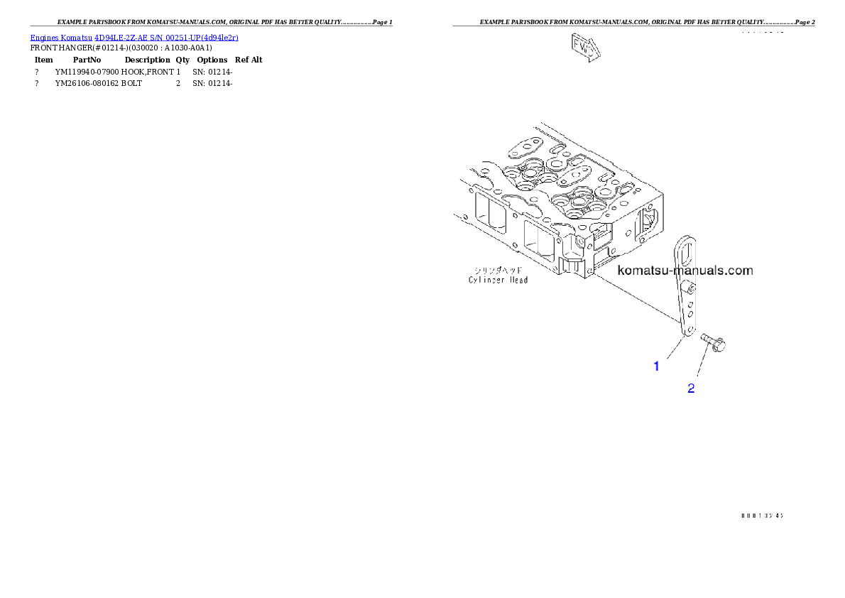 Komatsu 4d94le-2z-ae parts books engines download Komatsu 4d94le-2z-ae parts books engines download