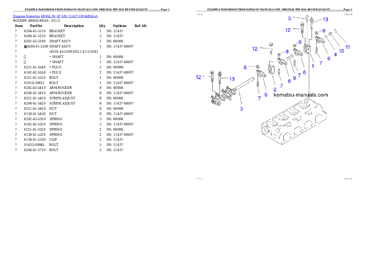 Komatsu 4d95l-w-1e parts books engines download Komatsu 4d95l-w-1e parts books engines download
