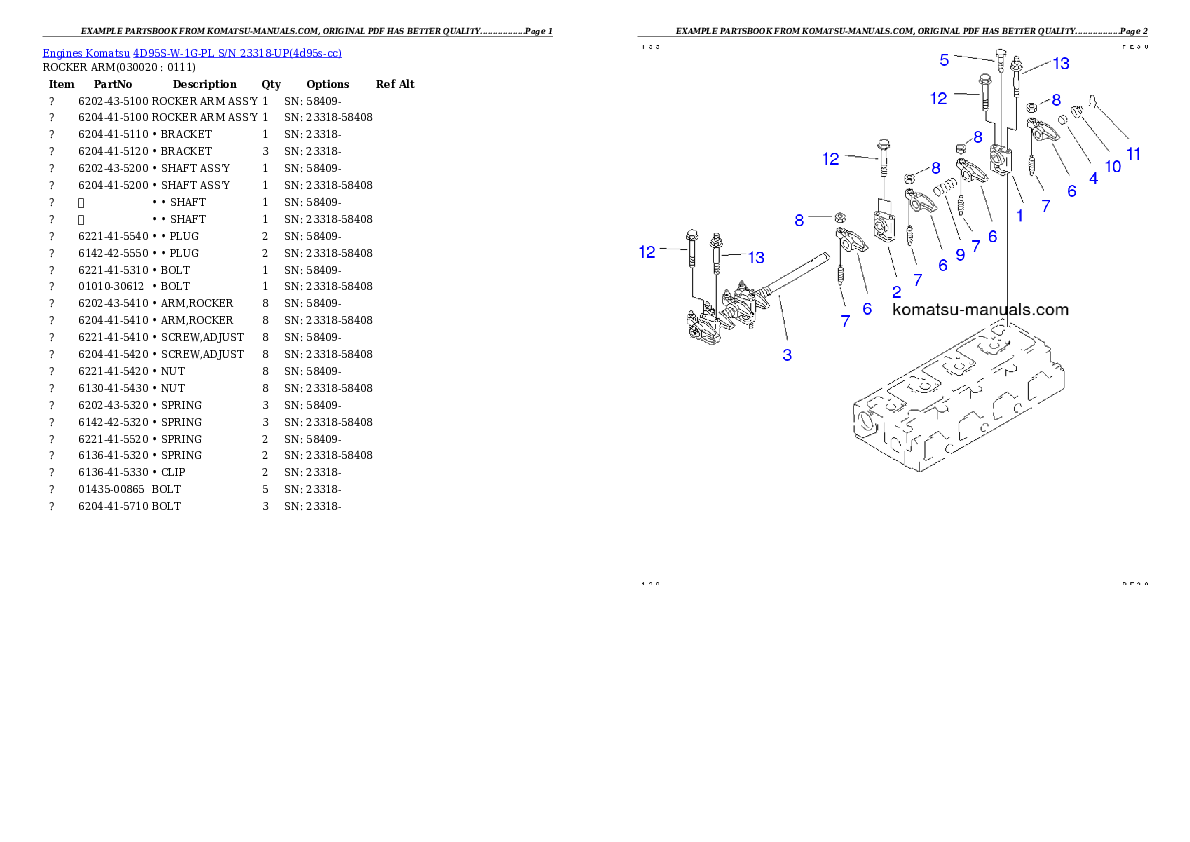 Komatsu 4d95s-w-1g-pl parts books engines download Komatsu 4d95s-w-1g-pl parts books engines download