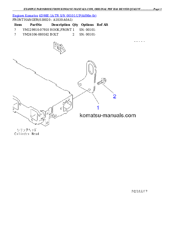 Komatsu 4d98e-1a-tr parts books engines download Komatsu 4d98e-1a-tr parts books engines download