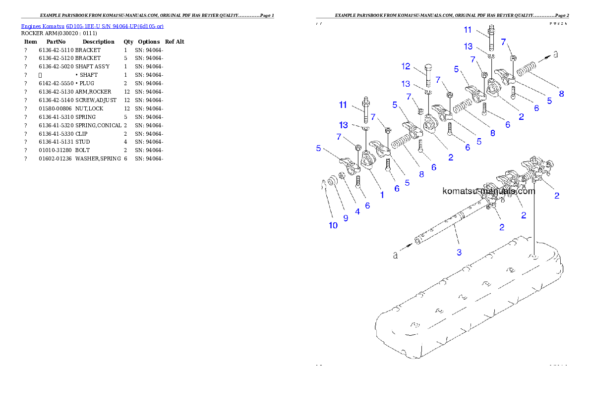 Komatsu 6d105-1ee-u parts books engines download Komatsu 6d105-1ee-u parts books engines download