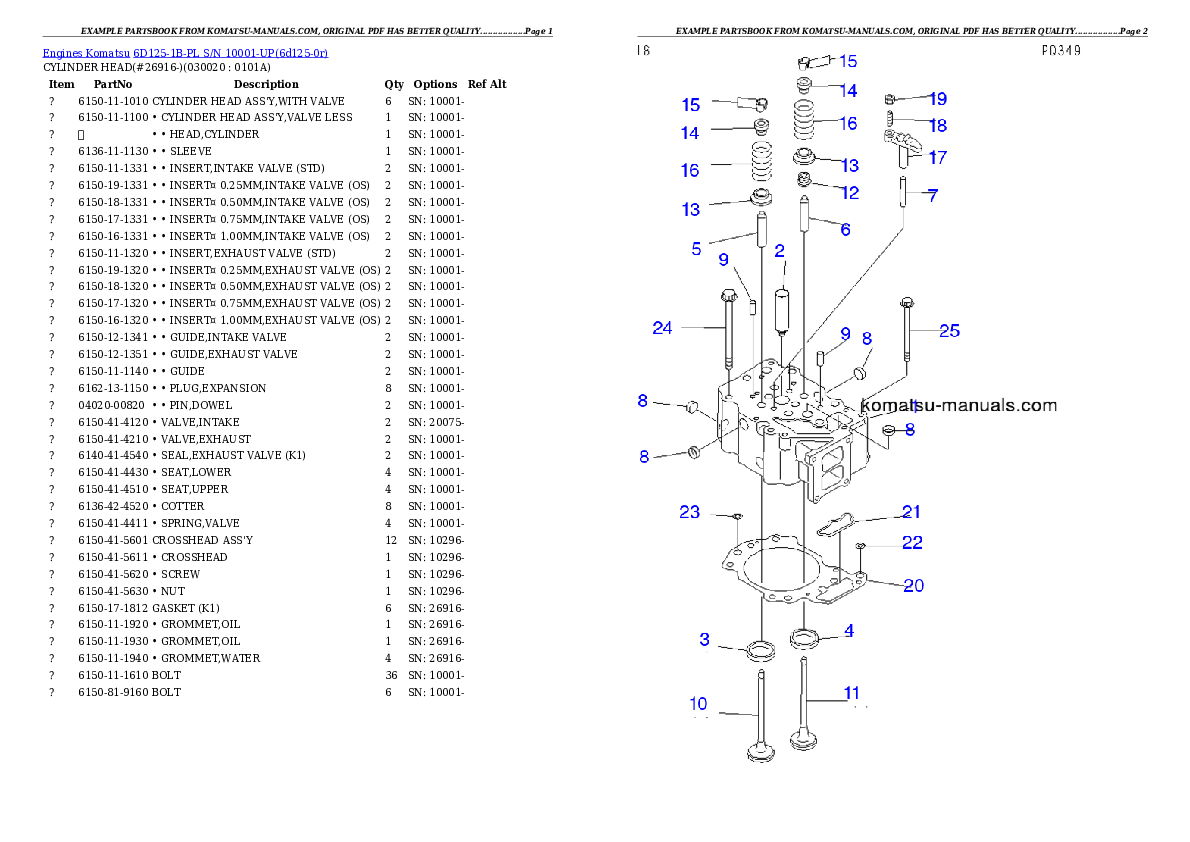 Komatsu 6d125-1b-pl parts books engines download Komatsu 6d125-1b-pl parts books engines download