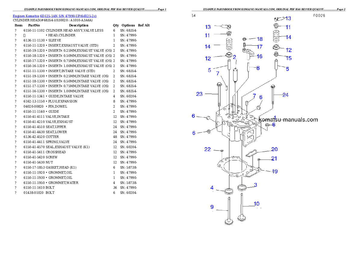 Komatsu 6d125-1an parts books engines download Komatsu 6d125-1an parts books engines download