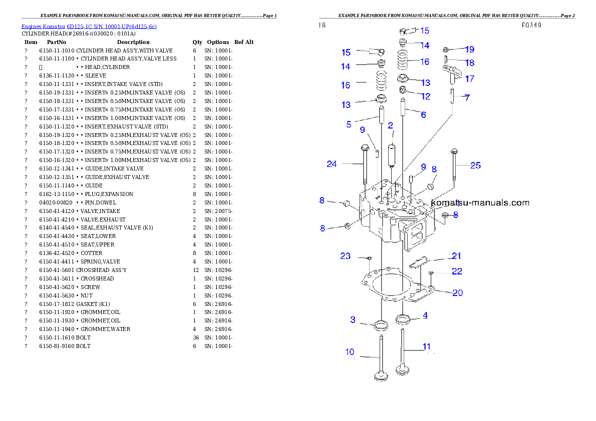 Komatsu 6d125-1c parts books engines download Komatsu 6d125-1c parts books engines download