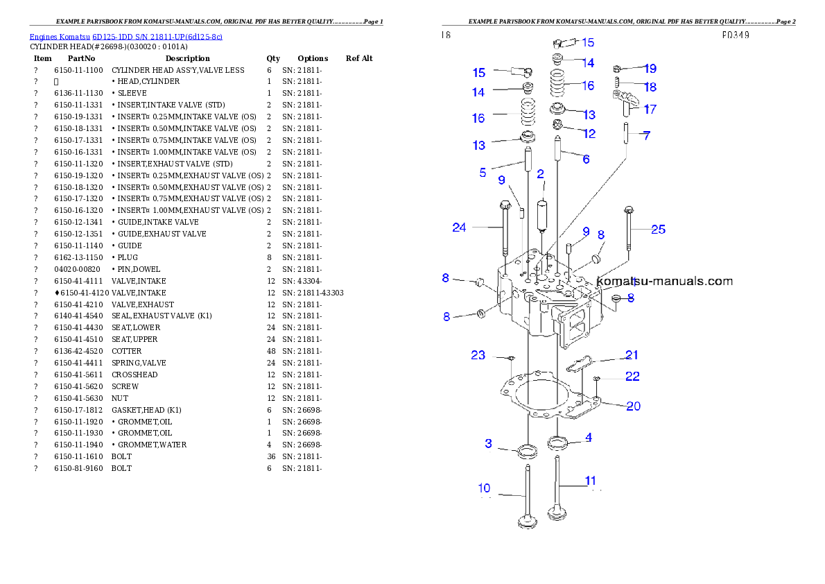 Komatsu 6d125-1dd parts books engines download Komatsu 6d125-1dd parts books engines download
