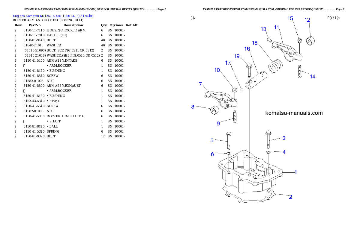 Komatsu 6d125-1k parts books engines download Komatsu 6d125-1k parts books engines download