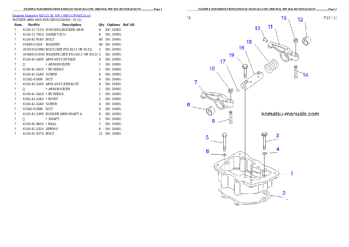 Komatsu 6d125-1k parts books engines download Komatsu 6d125-1k parts books engines download