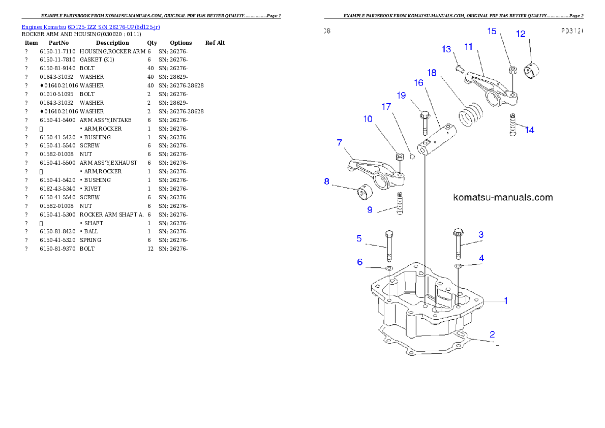 Komatsu 6d125-1zz parts books engines download Komatsu 6d125-1zz parts books engines download