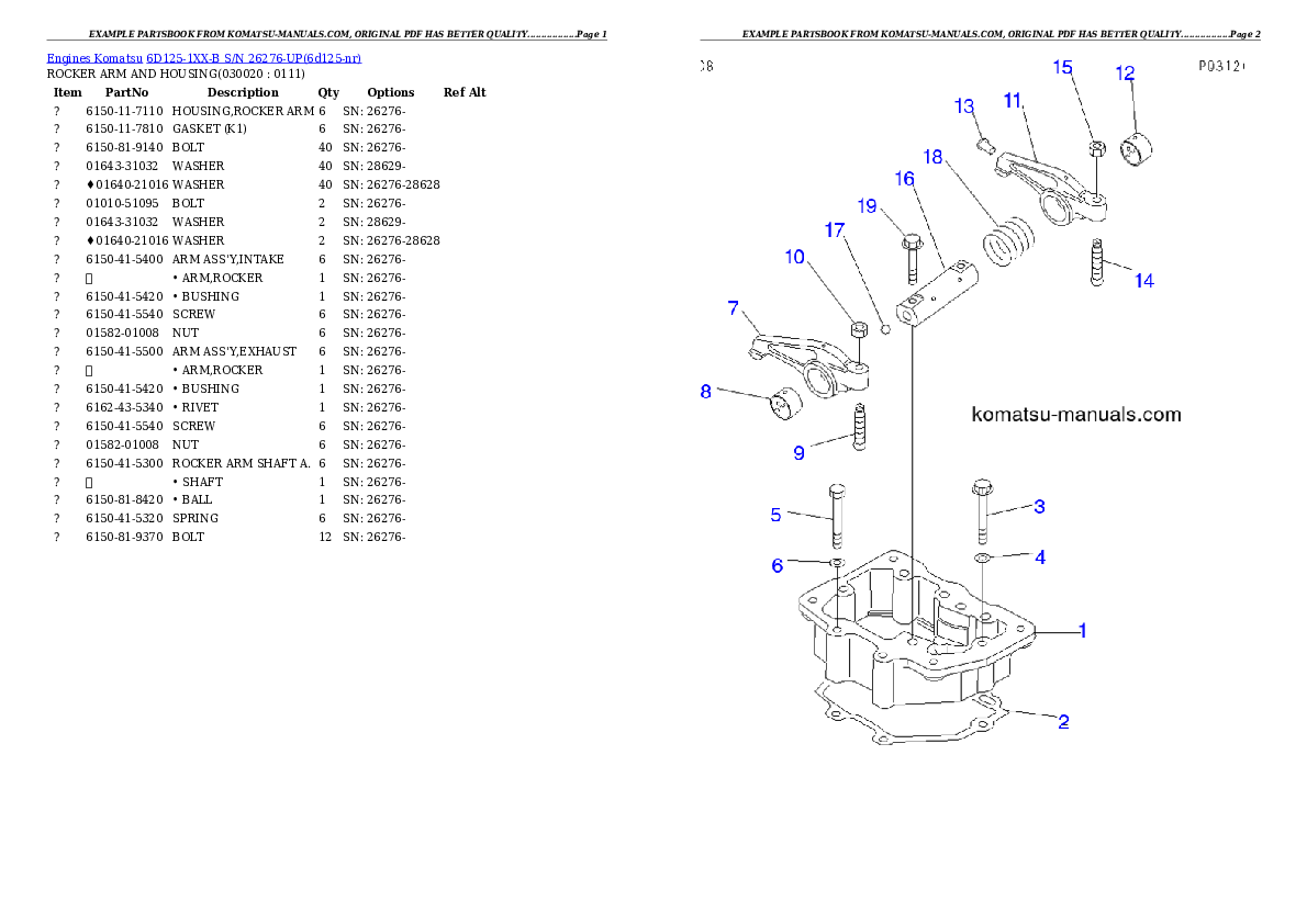 Komatsu 6d125-1xx-b parts books engines download Komatsu 6d125-1xx-b parts books engines download