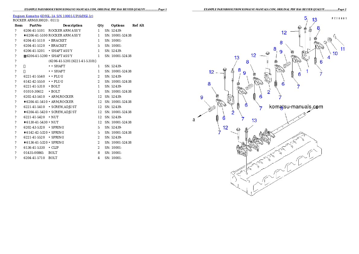 Komatsu 6d95l-1a parts books engines download Komatsu 6d95l-1a parts books engines download