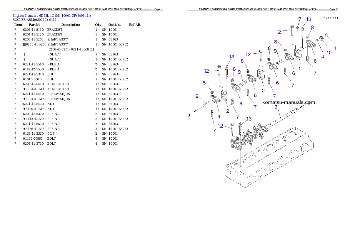 Komatsu 6d95l-1c parts books engines download Komatsu 6d95l-1c parts books engines download
