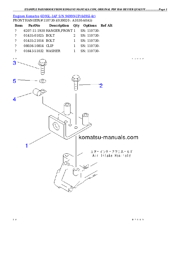 Komatsu 6d95l-1af parts books engines download Komatsu 6d95l-1af parts books engines download