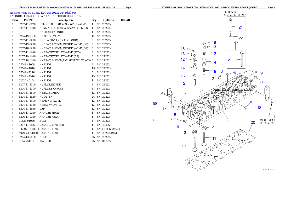Komatsu 6d95l-1aa parts books engines download Komatsu 6d95l-1aa parts books engines download