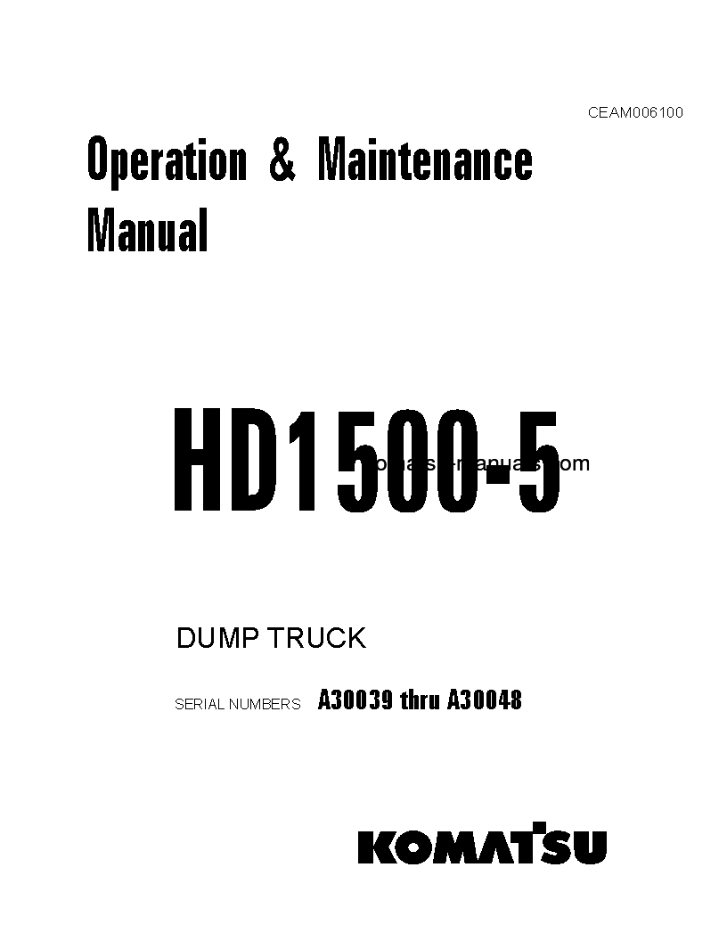 Komatsu hd1500-5(usa) operation and maintenance manuals dumptrucks rigid download Komatsu hd1500-5(usa) operation and maintenance manuals dumptrucks rigid download