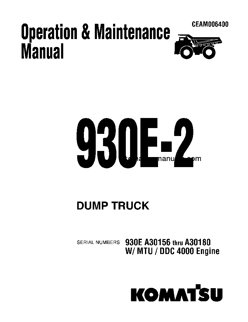Komatsu 930e-2(usa)-5 operation and maintenance manuals dumptrucks rigid download Komatsu 930e-2(usa)-5 operation and maintenance manuals dumptrucks rigid download