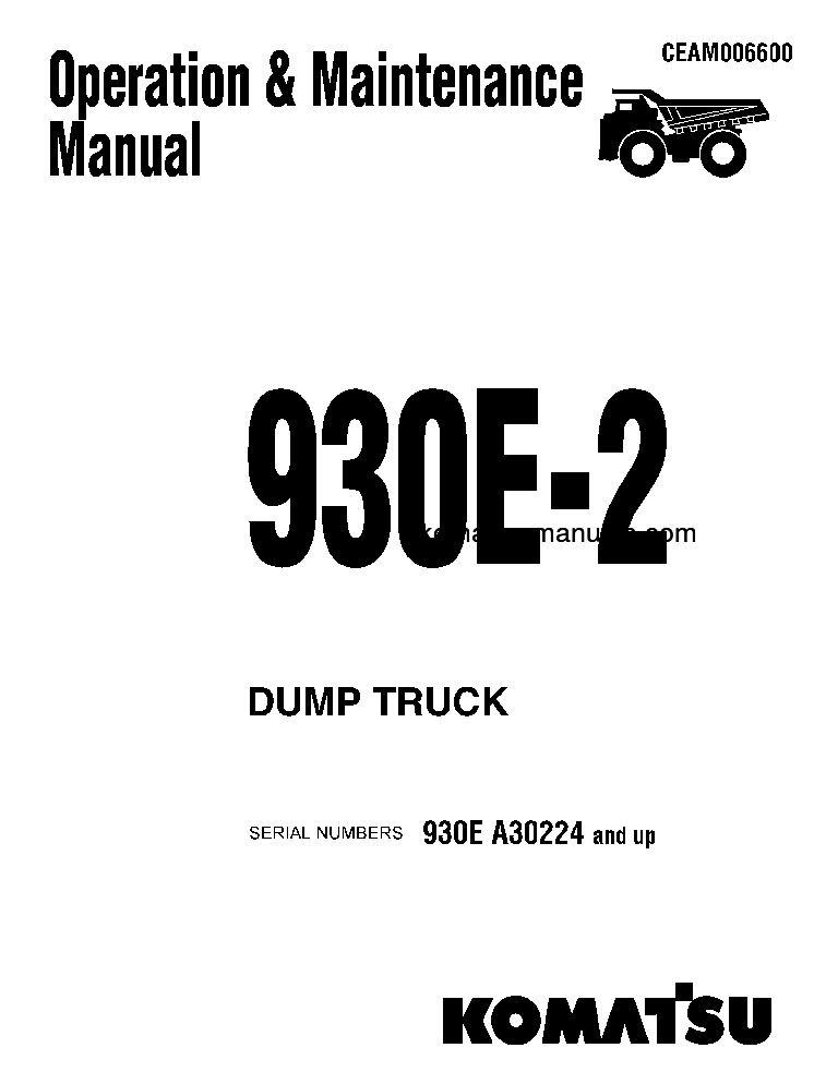 Komatsu 930e-2(usa)-3 operation and maintenance manuals dumptrucks rigid download Komatsu 930e-2(usa)-3 operation and maintenance manuals dumptrucks rigid download