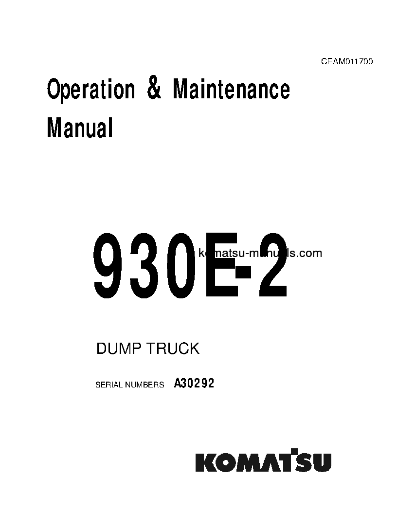 Komatsu 930e-2(usa)-3 operation and maintenance manuals dumptrucks rigid download Komatsu 930e-2(usa)-3 operation and maintenance manuals dumptrucks rigid download