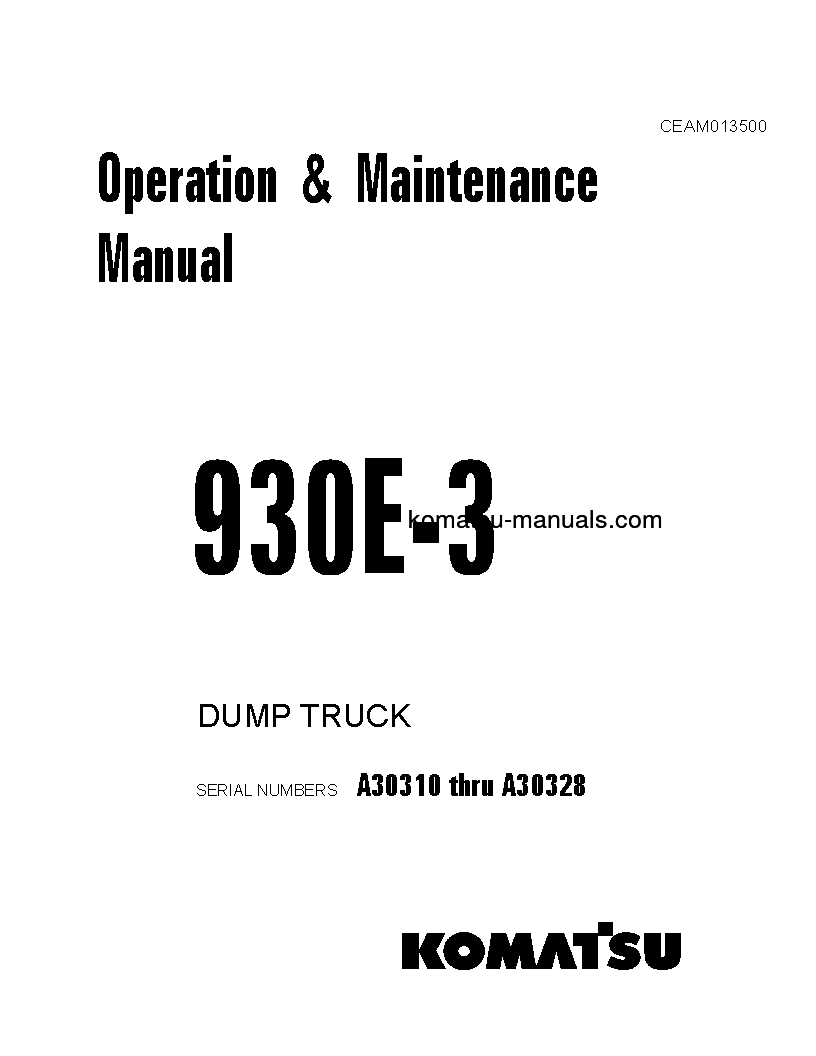 Komatsu 930e-3(usa) operation and maintenance manuals dumptrucks rigid download Komatsu 930e-3(usa) operation and maintenance manuals dumptrucks rigid download