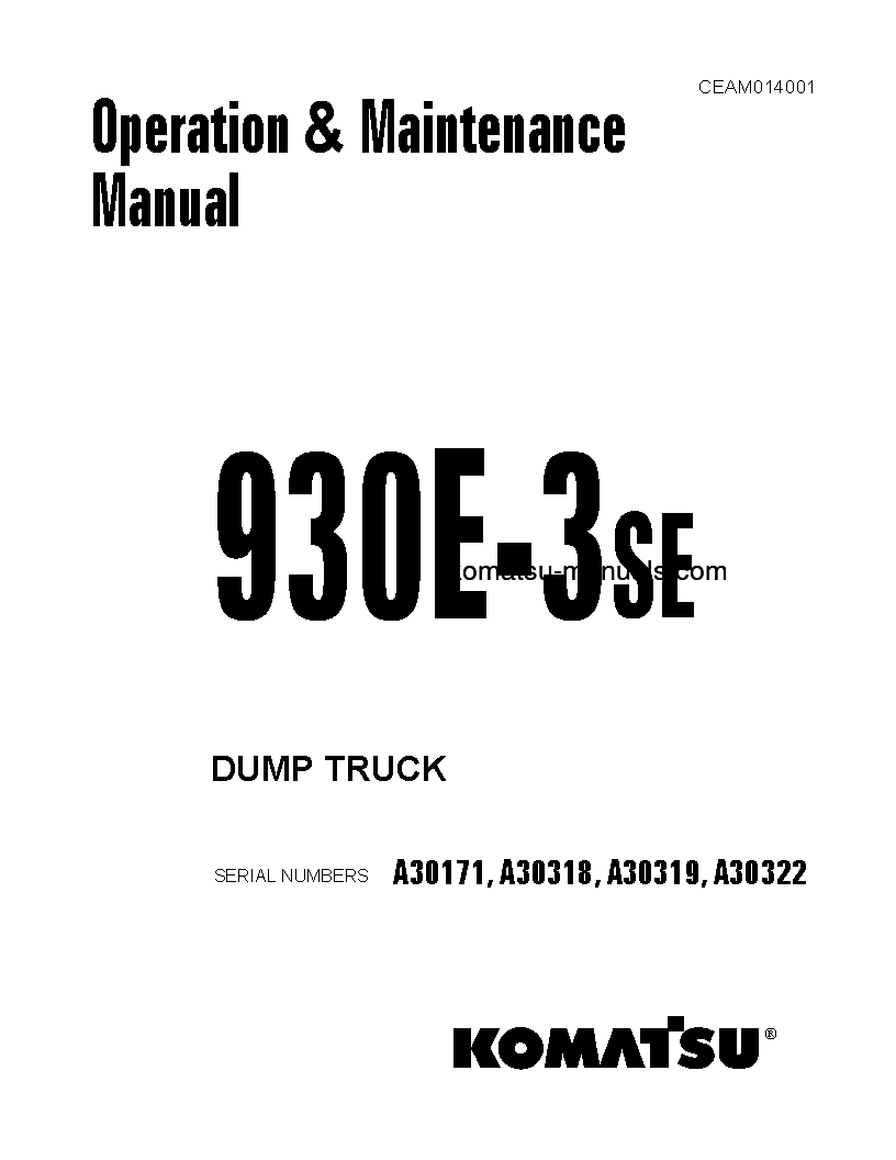 Komatsu 930e-3(usa)-se operation and maintenance manuals dumptrucks rigid download Komatsu 930e-3(usa)-se operation and maintenance manuals dumptrucks rigid download