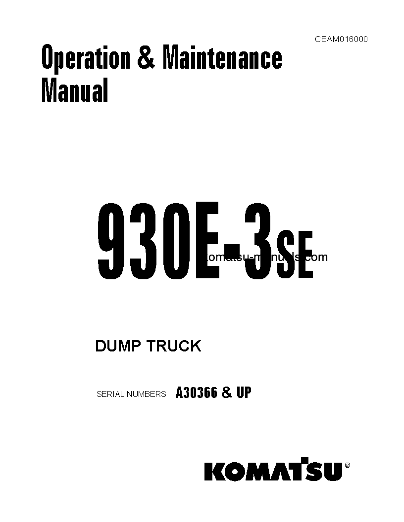 Komatsu 930e-3(usa)-se operation and maintenance manuals dumptrucks rigid download Komatsu 930e-3(usa)-se operation and maintenance manuals dumptrucks rigid download