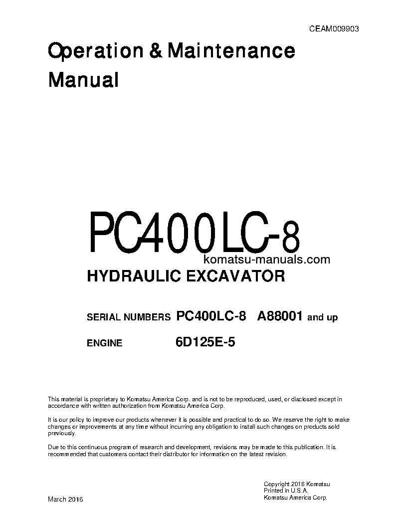 Komatsu pc400lc-8(usa) operation and maintenance manuals excavators crawler download Komatsu pc400lc-8(usa) operation and maintenance manuals excavators crawler download