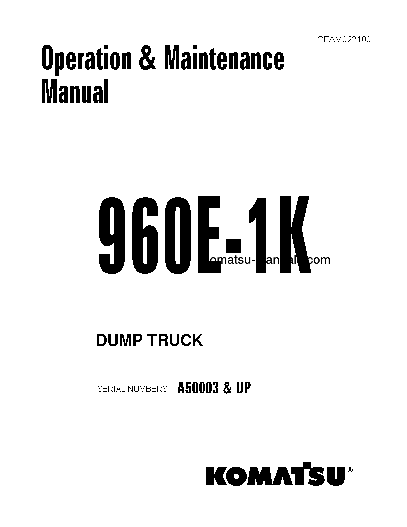 Komatsu 960e-1(usa)-k operation and maintenance manuals dumptrucks rigid download Komatsu 960e-1(usa)-k operation and maintenance manuals dumptrucks rigid download