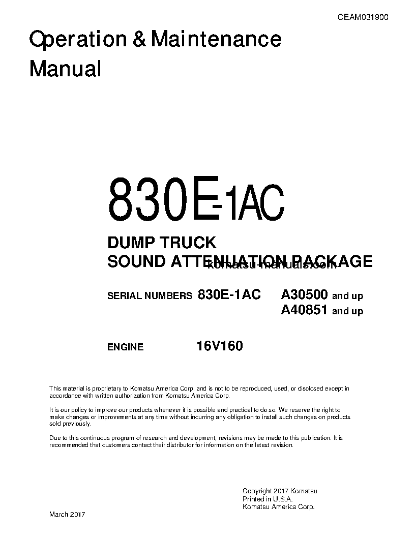 Komatsu 830e-1(usa)-ac operation and maintenance manuals dumptrucks rigid download Komatsu 830e-1(usa)-ac operation and maintenance manuals dumptrucks rigid download