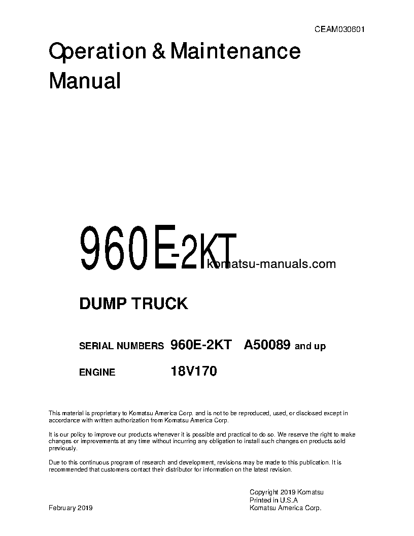 Komatsu 960e-2(usa)-kt operation and maintenance manuals dumptrucks rigid download Komatsu 960e-2(usa)-kt operation and maintenance manuals dumptrucks rigid download