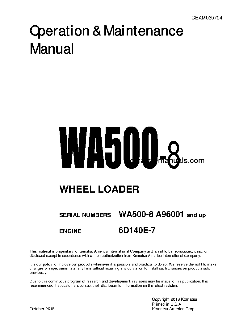 Komatsu wa500-8(usa) operation and maintenance manuals wheel loaders download Komatsu wa500-8(usa) operation and maintenance manuals wheel loaders download