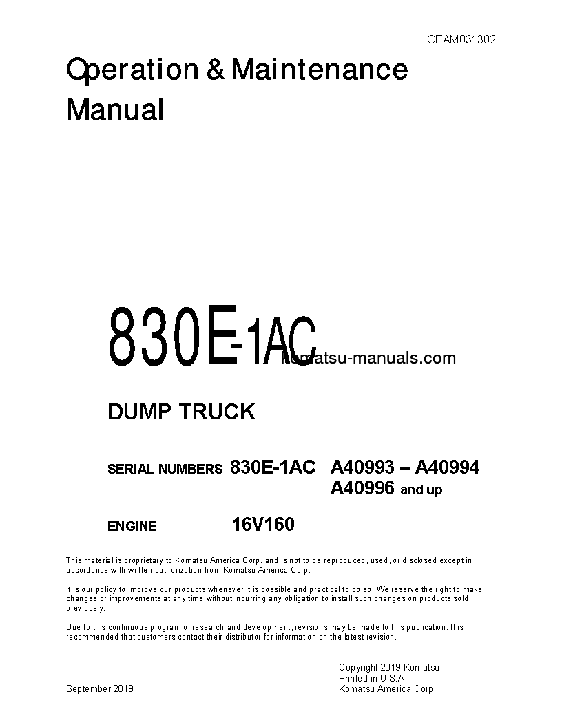 Komatsu 830e-1(usa)-ac operation and maintenance manuals dumptrucks rigid download Komatsu 830e-1(usa)-ac operation and maintenance manuals dumptrucks rigid download
