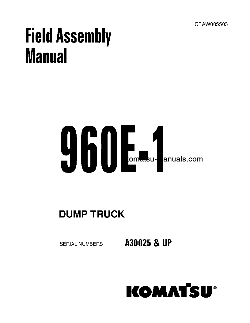 Komatsu 960e-1(usa) field assembly manuals dumptrucks rigid download Komatsu 960e-1(usa) field assembly manuals dumptrucks rigid download