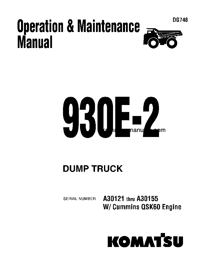 Komatsu 930e-2(usa) operation and maintenance manuals dumptrucks rigid download Komatsu 930e-2(usa) operation and maintenance manuals dumptrucks rigid download