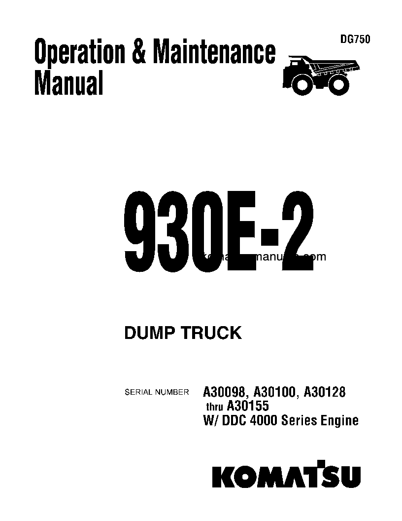 Komatsu 930e-2(usa)-5 operation and maintenance manuals dumptrucks rigid download Komatsu 930e-2(usa)-5 operation and maintenance manuals dumptrucks rigid download
