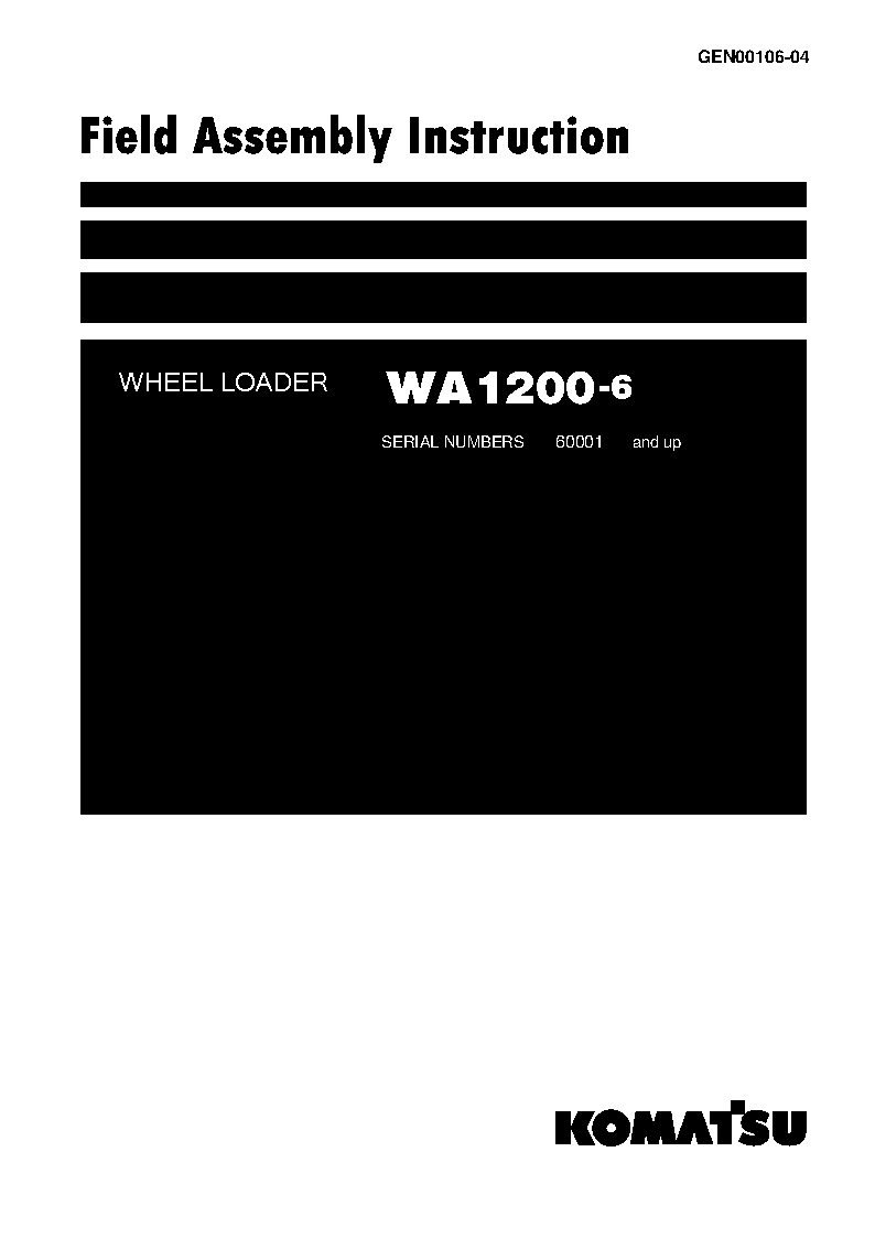 Komatsu wa1200-6(jpn) field assembly manuals wheel loaders download Komatsu wa1200-6(jpn) field assembly manuals wheel loaders download
