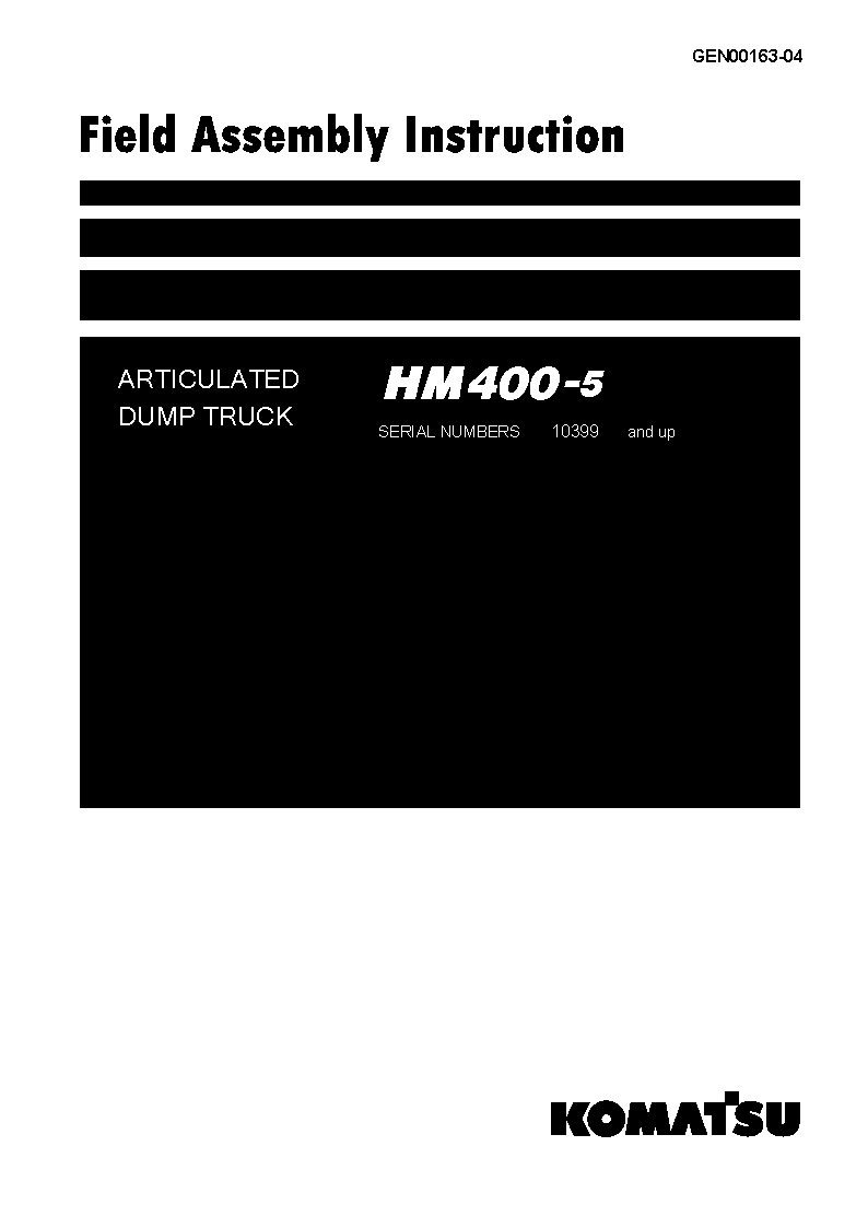Komatsu hm400-5(jpn) field assembly manuals dumptrucks articulated download Komatsu hm400-5(jpn) field assembly manuals dumptrucks articulated download