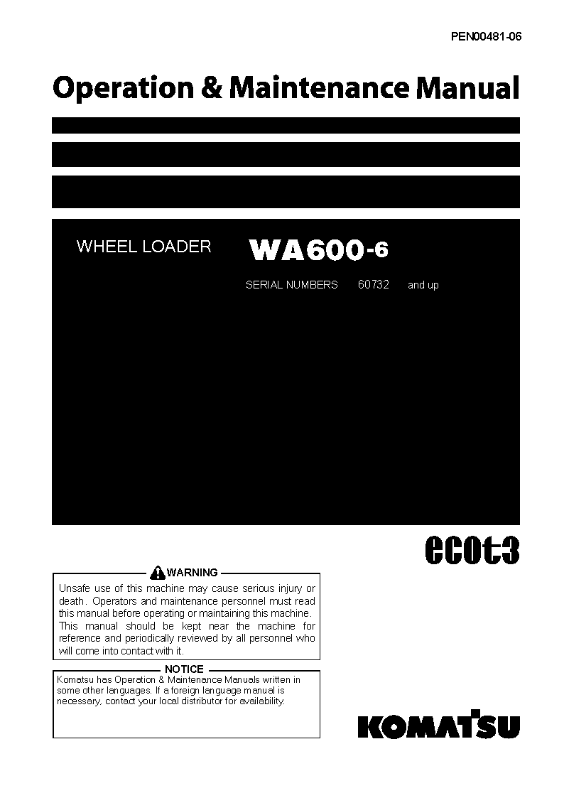 Komatsu wa600-6(jpn) operation and maintenance manuals wheel loaders download Komatsu wa600-6(jpn) operation and maintenance manuals wheel loaders download