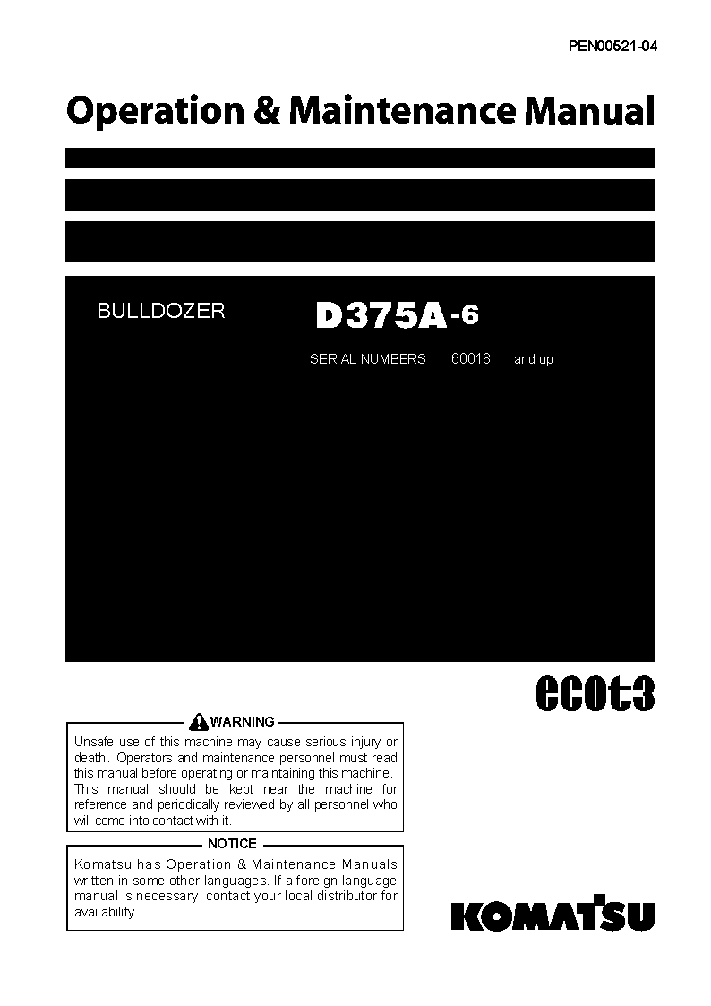 Komatsu d375a-6(jpn) operation and maintenance manuals bulldozers download Komatsu d375a-6(jpn) operation and maintenance manuals bulldozers download