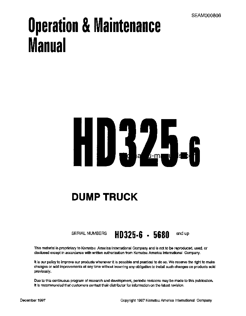 Komatsu hd325-6(jpn) operation and maintenance manuals dumptrucks rigid download Komatsu hd325-6(jpn) operation and maintenance manuals dumptrucks rigid download