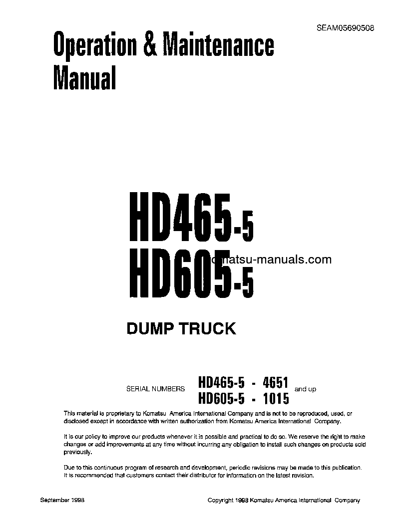Komatsu hd465-5(jpn) operation and maintenance manuals dumptrucks rigid download Komatsu hd465-5(jpn) operation and maintenance manuals dumptrucks rigid download