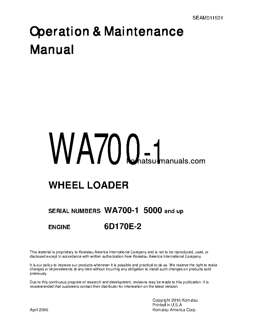 Komatsu wa700-1(jpn) operation and maintenance manuals wheel loaders download Komatsu wa700-1(jpn) operation and maintenance manuals wheel loaders download