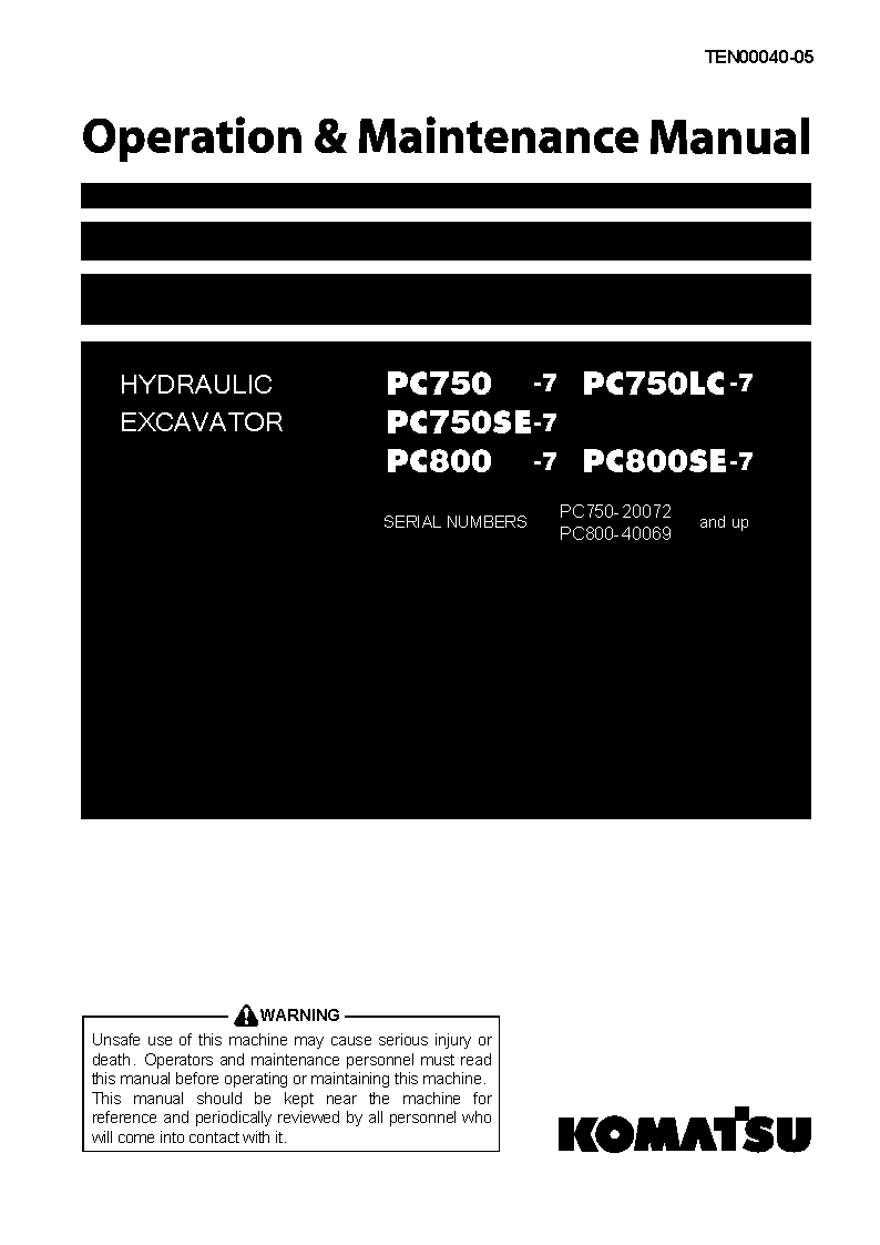 Komatsu pc800-7(jpn) operation and maintenance manuals excavators crawler download Komatsu pc800-7(jpn) operation and maintenance manuals excavators crawler download