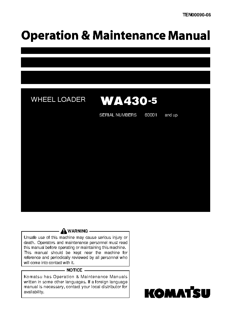 Komatsu wa430-5(jpn) operation and maintenance manuals wheel loaders download Komatsu wa430-5(jpn) operation and maintenance manuals wheel loaders download