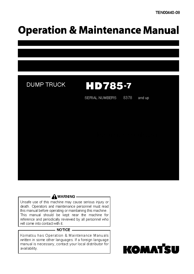 Komatsu hd785-7(jpn) operation and maintenance manuals dumptrucks rigid download Komatsu hd785-7(jpn) operation and maintenance manuals dumptrucks rigid download