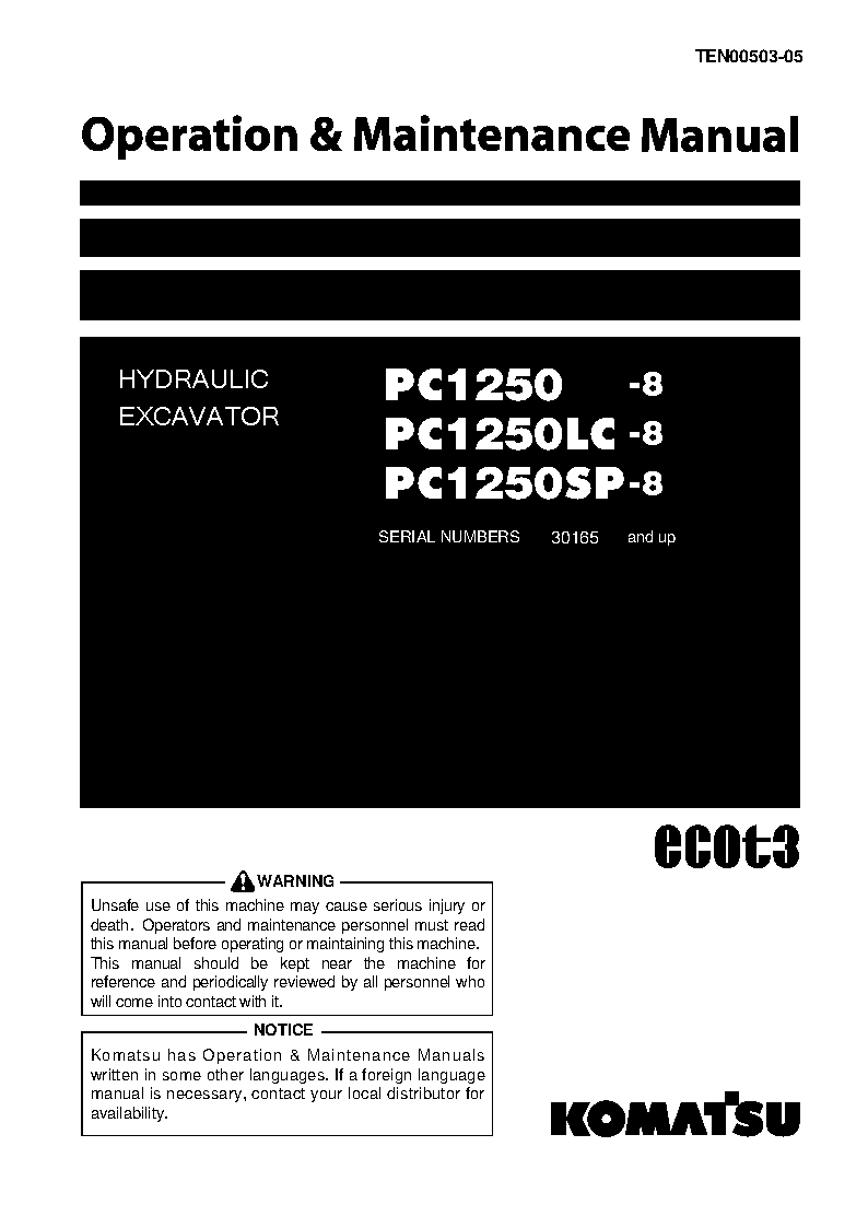 Komatsu pc1250lc-8(jpn) operation and maintenance manuals excavators crawler download Komatsu pc1250lc-8(jpn) operation and maintenance manuals excavators crawler download