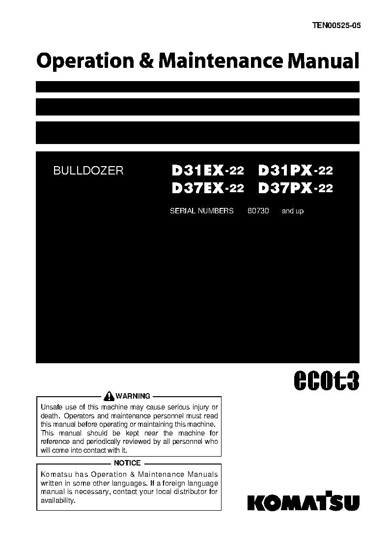 Komatsu d31px-22(jpn) operation and maintenance manuals bulldozers download Komatsu d31px-22(jpn) operation and maintenance manuals bulldozers download